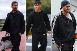 Los jugadores de la selección argentina prefirieron, en general, un estilo monocromático para vestirse