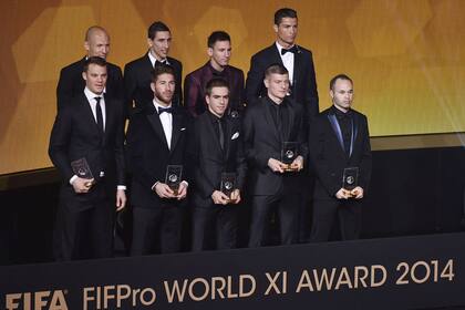 Los jugadores del equipo ideal, presentes en la ceremonia en Zúrich