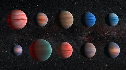 Los "Júpiter calientes" vienen en una gama de colores y tamaños: el más pequeño en esta imagen tiene aproximadamente el tamaño del Júpiter de nuestro Sistema Solar
Por: ESA/Hubble/Nasa