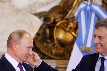 Putin y Macri durante la conferencia de prensa en la Casa Rosada