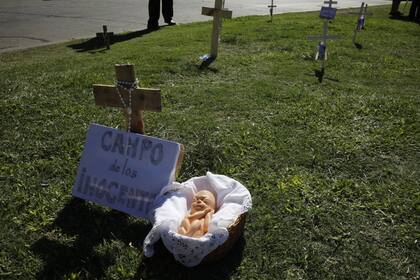 Los manifestantes contra la ley del aborto en la Plaza del Congreso