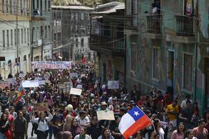 Los manifestantes volvieron a protestar ayer en Valparaíso