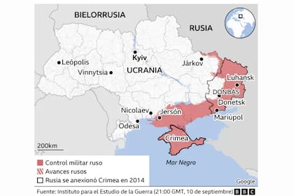 Los mapas que muestran el territorio recuperado por Ucrania tras su ofensiva “relámpago” contra Rusia
