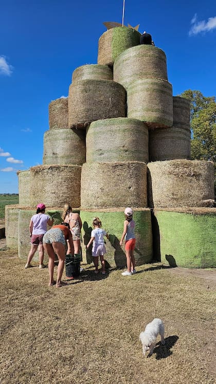 Los más chicos pintaron los rollos