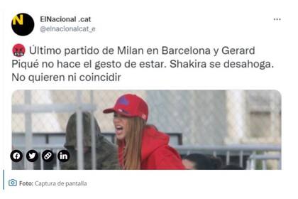 Los medios catalanes destacaron la presencia de Shakira y la ausencia de Piqué en la emotiva despedida de Milan de su equipo de béisbol en Barcelona antes de que la cantante y sus hijos se muden a Miami