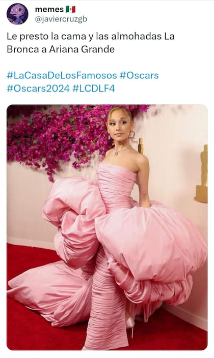 Los mejores memes por el vestido que usó Ariana Grande en Los Oscar 2024