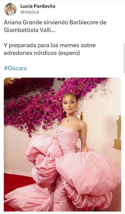 Los mejores memes por el vestido que usó Ariana Grande en Los Oscar 2024