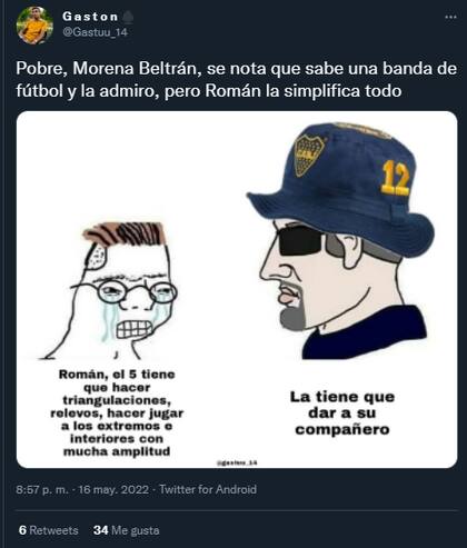 Los memes por el cruce entre Riquelme y Beltrán (Foto: Captura Twitter/@Gastuu_14)