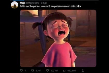 Los memes sobre el calor fueron diversos (Captura Twitter)