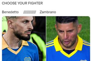 Los memes tras el Boca Racing hicieron mucho foco en la pelea entre Benedetto y Zambrano