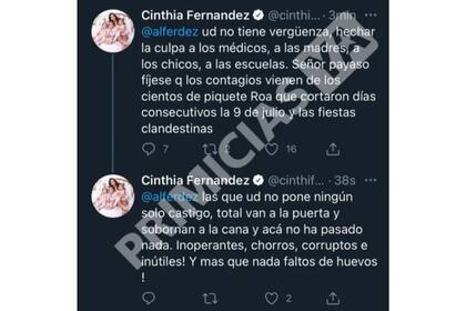 Los mensajes de Cinthia Fernández contra el Presidente