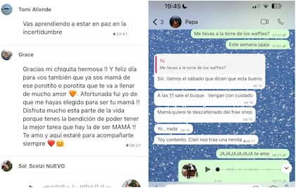 Los mensajes de texto de Clara que recibió de parte de su mamá Graciela y de su papá, Ricky Sarkany