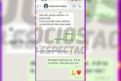 Los mensajes en los que Guillermina Valdes habló sobre su relación con Joaquín Furriel