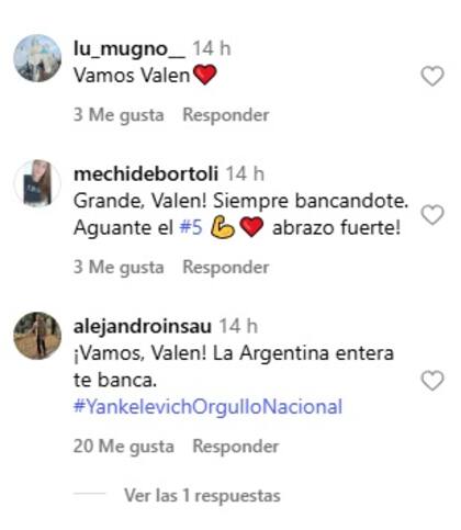 Los mensajes en redes sociales de los usuarios en apoyo a Valen Yankelevich
