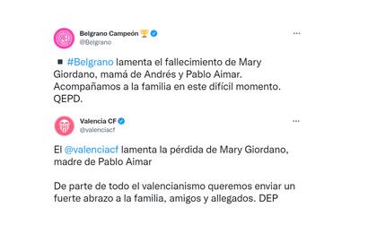Los mensajes por el fallecimiento de la madre de Pablo Aimar