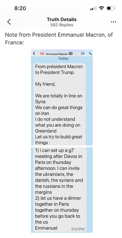 Los mensajes que el presidente Emmanuel Macron le envió a Donald Trump y que fueron filtrados por el líder republicano.