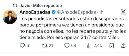 Los mensajes que reposteó Milei este viernes