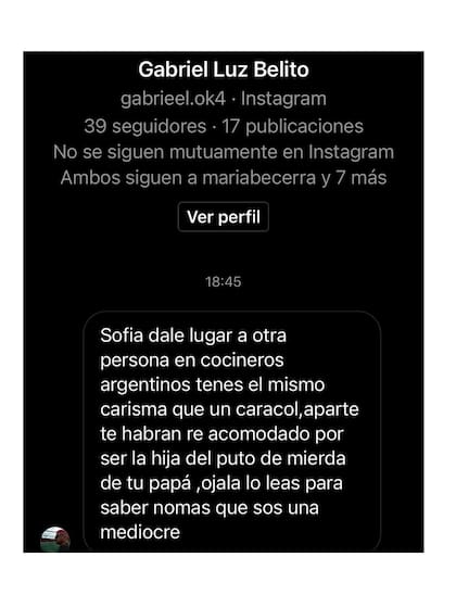 Los mensajes que Sofía Pachano recibe en su cuenta de Instagram