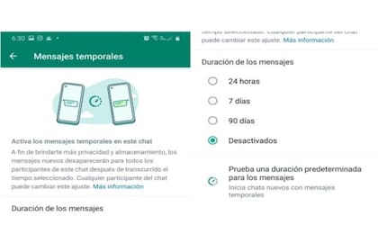 Los mensajes temporales ya son una realidad. Foto captura Whatsapp