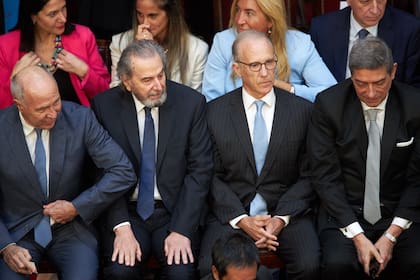 Los miembros de la Corte Suprema de Justicia, Lorenzetti, Maqueda, Rosenkrantz y Rosatti durante la inauguración del período de sesiones extraordinarias del Congreso Nacional por el presidente Javier Milei. 