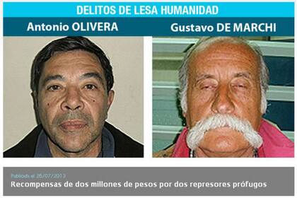 Los militares Jorge Olivera y Gustavo De Marchi se fugaron el jueves pasado y se ofrecen por ellos $ 4 millones de recompensa