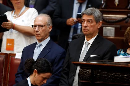 Los ministros de la Corte Horacio Rosatti y Carlos Rosenkrantz, durante el discurso de Alberto Fernández de apertura de las sesiones ordinarias del Congreso