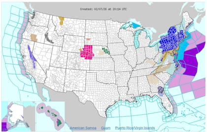 Los modelos meteorológicos prevén sensaciones térmicas de hasta −30°F en el interior del noreste y Nueva Inglaterra,. También se prevén temperaturas extremas en Nueva York, Boston, Filadelfia y el corredor de la Interestatal I-95