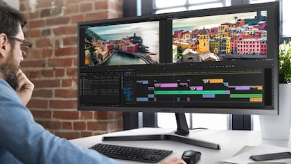 Los moniotores ulrtaanchos, como este de Samsung, permiten disfrutar de juegos y películas más inmersivas, pero también tienen ventajas para otras tareas: es como tener dos monitores uno al lado del otro
