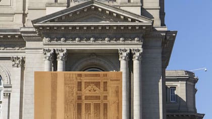 Los montajes de los planos pertenecientes a una parte de la fachada y al interior del Colón