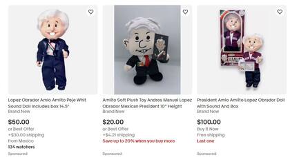 Los muñecos de AMLO se pueden comprar en diversos sitios de comercio electrónico como eBay