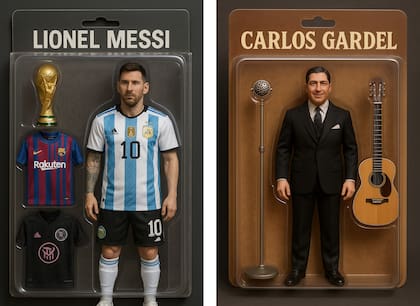 Los muñequitos coleccionables de Lionel Messi y Carlos Gardel imaginados por ChatGPT