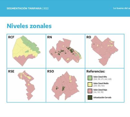 Los niveles zonales determinados por el Gobierno para la quita de subsidios en las facturas de AySA