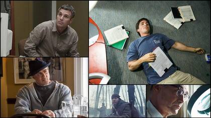 Los nominados a mejor actor de reparto son: Mark Ruffalo, Christian Bale, Sylvester Stallone, Tom Hardy y Mark Rylance