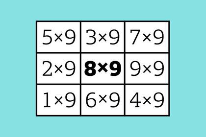 Los nueve números de la consigna son los primeros resultados de la tabla del 9