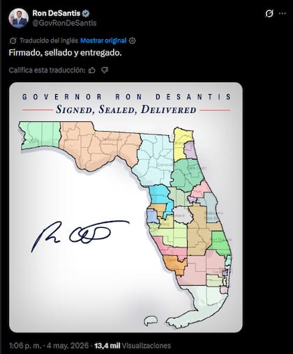 Los nuevos mapas congresionales aprobados por DeSantis en Florida