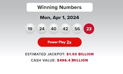 Los números ganadores de la lotería Powerball para el primer lunes de abril