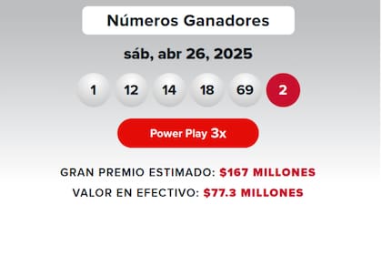 Los números ganadores de Powerball del 26 de abril