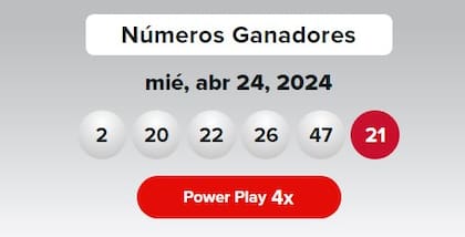 Los números ganadores de Powerball del miércoles 24 de abril de 2024