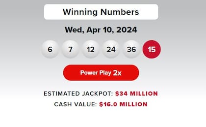 Los números ganadores de Powerball del miércoles 10 de abril de 2024
