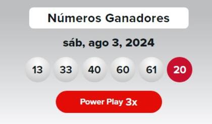 Los números ganadores de Powerball del sábado 3 de agosto