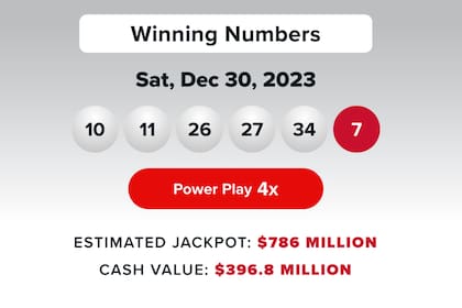 Los números ganadores del sorteo de Powerball del 30 de diciembre