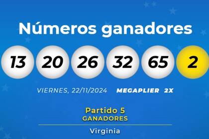Los números ganadores del sorteo del 22 de noviembre de Mega Millions