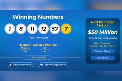 Los números ganadores del viernes pasado otorgaron un premio mayor de US$980 millones