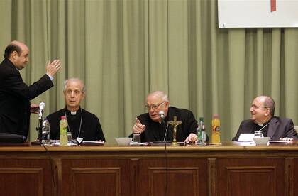 Los obispos Eguía Seguí, Poli, Arancedo y Cargnello, en la reunión episcopal de ayer