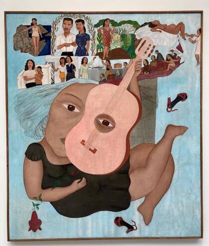 Los ojos de la madre de Cecilia Vicuña, recreados en una de sus pinturas