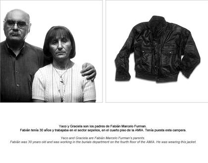 Los padres de Fabián Marcelo Furman y la campera que su hijo llevaba puesta el día del atentado