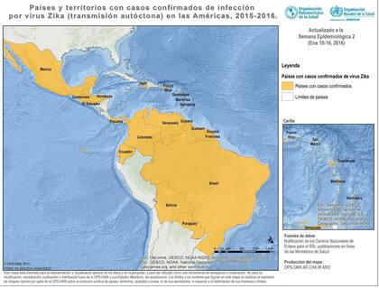 El mapa de los países donde se encuentra el virus