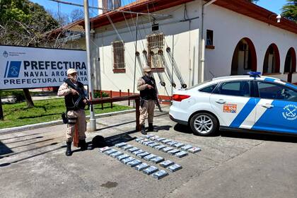 Los panes de cocaína secuestrados en el Río de la Plata, a la altura de Ensenada
