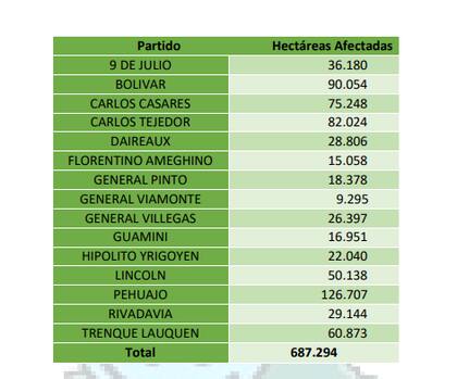 Los partidos afectados de manera directa por las inundaciones