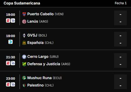 Los partidos de este jueves 3 de abril en la Copa Sudamericana